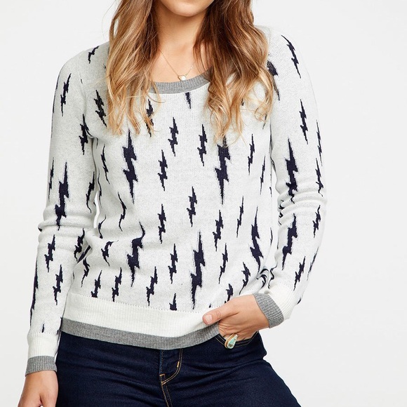Chaser Lightning Bolt Cashmere Blend Sweater Med - Picture 1 of 9